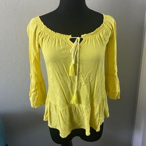 Yellow off the shoulder long sleeve top
